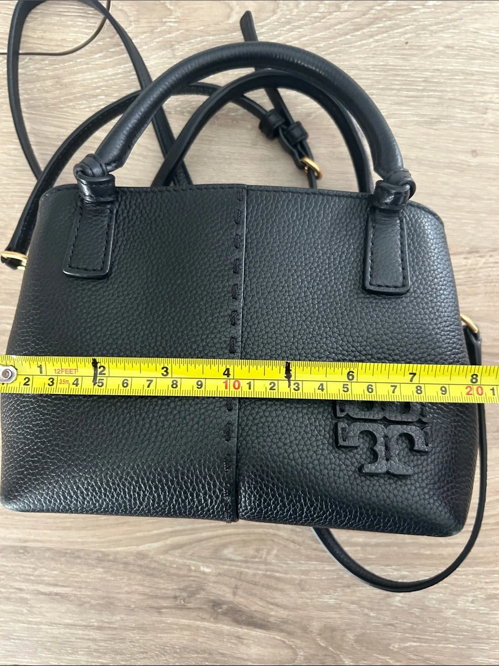 Tory Burch Black Pebbled Leather Mini Top-Handle Crossbody